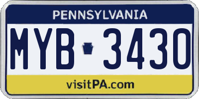 PA license plate MYB3430
