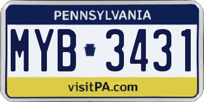 PA license plate MYB3431