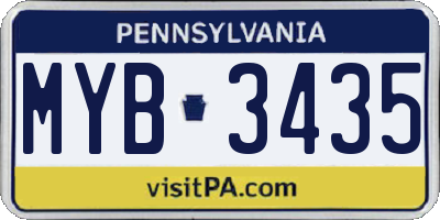 PA license plate MYB3435