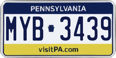 PA license plate MYB3439