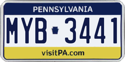 PA license plate MYB3441