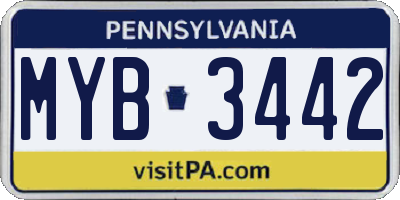 PA license plate MYB3442