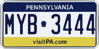 PA license plate MYB3444