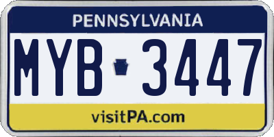PA license plate MYB3447
