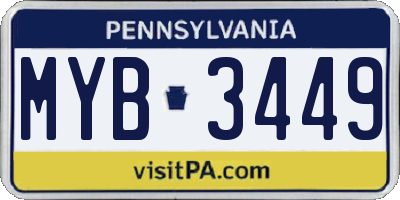 PA license plate MYB3449
