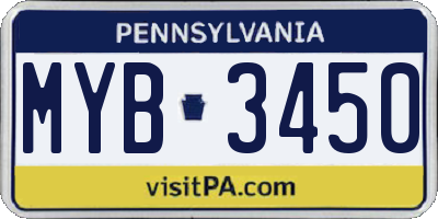 PA license plate MYB3450