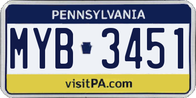 PA license plate MYB3451