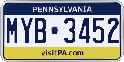 PA license plate MYB3452