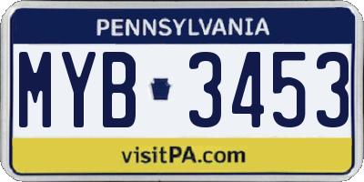 PA license plate MYB3453