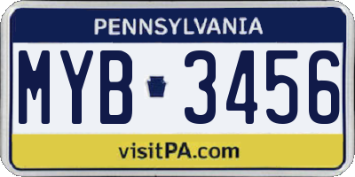 PA license plate MYB3456