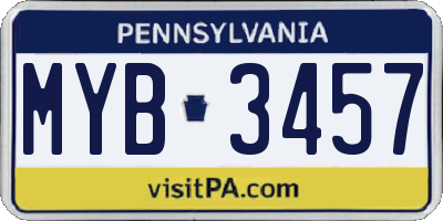 PA license plate MYB3457