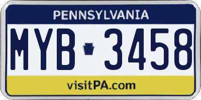 PA license plate MYB3458