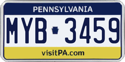 PA license plate MYB3459