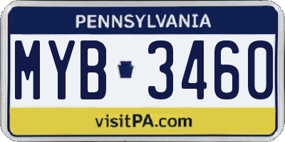 PA license plate MYB3460