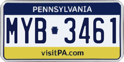 PA license plate MYB3461
