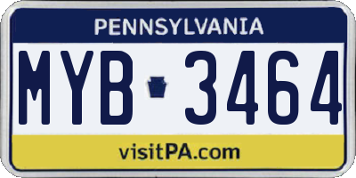 PA license plate MYB3464