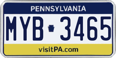 PA license plate MYB3465