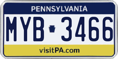 PA license plate MYB3466