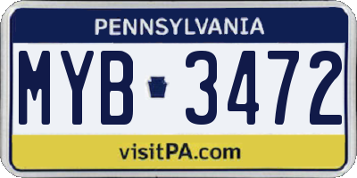 PA license plate MYB3472
