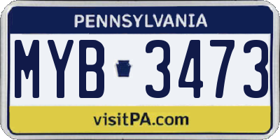 PA license plate MYB3473