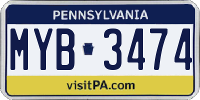 PA license plate MYB3474