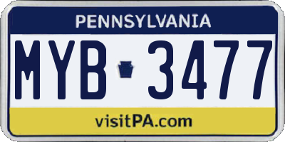 PA license plate MYB3477