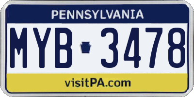 PA license plate MYB3478