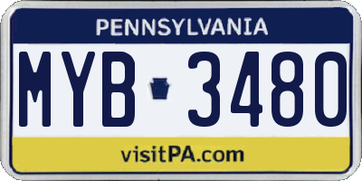 PA license plate MYB3480