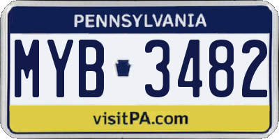 PA license plate MYB3482