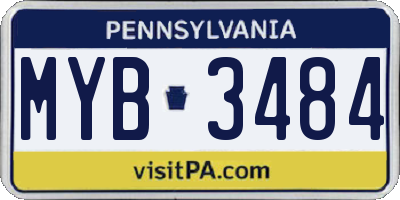 PA license plate MYB3484