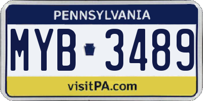 PA license plate MYB3489