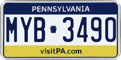 PA license plate MYB3490