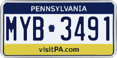 PA license plate MYB3491
