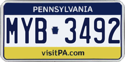 PA license plate MYB3492