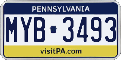 PA license plate MYB3493