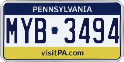 PA license plate MYB3494