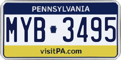 PA license plate MYB3495