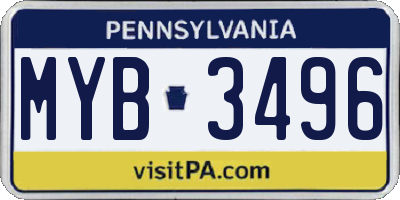PA license plate MYB3496