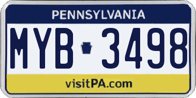 PA license plate MYB3498