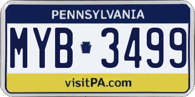 PA license plate MYB3499