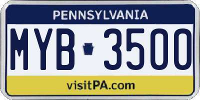 PA license plate MYB3500