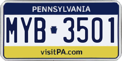 PA license plate MYB3501