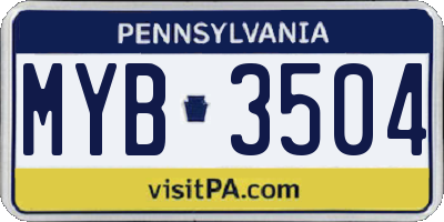 PA license plate MYB3504