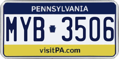 PA license plate MYB3506