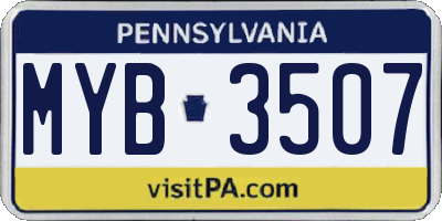 PA license plate MYB3507