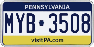 PA license plate MYB3508