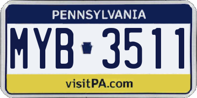 PA license plate MYB3511