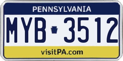 PA license plate MYB3512
