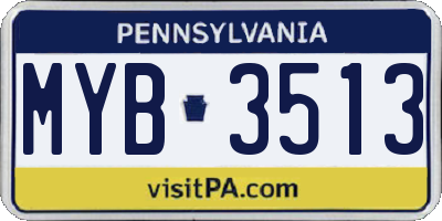 PA license plate MYB3513