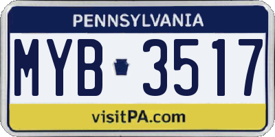 PA license plate MYB3517